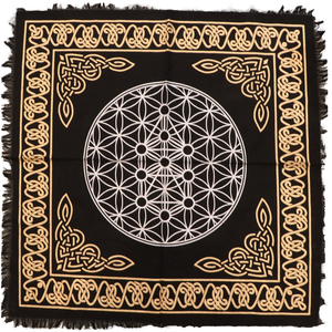 Nappe d'autel 7 Chakra Noir Or Imprimé Pentagramme spirituel Couverture de table 24*24 pouces Vente en gros - Product Image 1