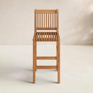 Chaise de bar en teck massif avec structure en bois naturel et dossier rond confortable pour café, restaurant, bar et comptoir de cuisine - Product Image 6