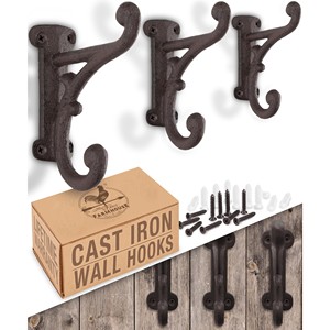 Wholesale Acacia <b>Wood</b> <b>Rustic</b> Farmhouse Double Hook - Vintage Patina Design - Product Image 3