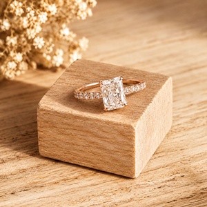 Lab Grown Diamond Emerald Cut Solitaire Engagement <b>Wedding</b> Ring Solid 18K Gold IGI Certified Women's Bridal Ring - Product Image 1