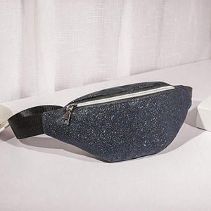 Unisex Gold Sequin Waist Bag With Zipper Closure Pillow Shape For Daily Use - Product Image 5