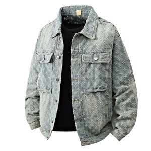 Veste en jean délavé pour homme MANWA, poches, col rabattu, simple boutonnage, manches classiques, style vintage, en coton, pour l'hiver - Product Image 1