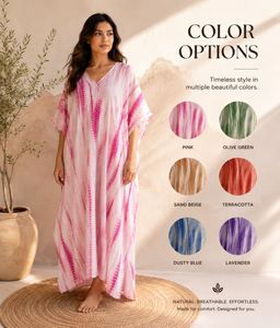Wholesale Women Cotton Tie Dye <b>Kaftan</b> Boho Beach Cover up Maxi Eco-Friendly Handmade V-Neck Modern Loungewear <b>Summer</b> Kimono Robe - Product Image 4