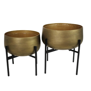 Macetas Redondas de Metal con Acabado Acanalado Verde, Juego de Macetas para Jardín Exterior a Precio Económico - Product Image 4