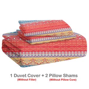 Set Copripiumino 3 Pezzi Motivo Boho Arancione e Blu, Misura Super/King California per Adulti, Decorazione Camera da Letto, Leggero, Set Biancheria da Letto 3 Pezzi - Product Image 4