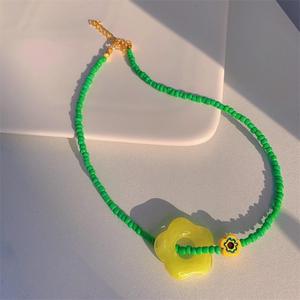 Handcrafted Vintage Fashion Resin Beaded <b>Necklace</b> Vibrant Colorful <b>Statement</b> Jewelry Unisex Stylish Boho Chic Party Everyday - Product Image 1