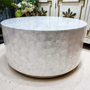 Mesa de Centro Moderna Tallada a Mano con Incrustaciones de Madreperla Ecológica, Mesa Redonda de Lujo con Forma Personalizada para Muebles de Sala de Estar - Product Image 5