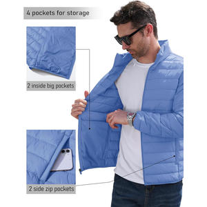 Veste d'hiver matelassée longue pour homme avec logo personnalisé sur le devant, capuche, séchage rapide, coupe-vent et respirante, doublure chaude - Product Image 3