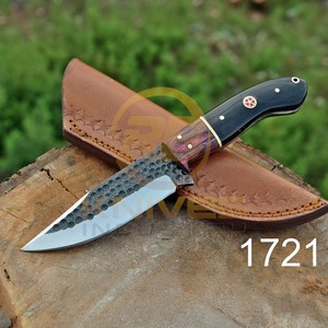 Couteau de chasse artisanal en acier carbone à lame fixe, couteau de survie en plein air avec étui en cuir OEM - Product Image 5