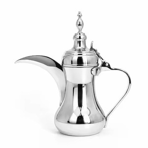 Arabic Dallah Stainless Steel Mirror Surface Coffee Pot Hinged Top Pouring <b>Kettle</b> for Banquet Buffet & Traditional Tea Room - Product Image 1