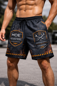 Shorts graphiques industriels pour hommes, sublimation, taille élastique, cordon de serrage, vêtements de sport performants, fabrication sur mesure - Product Image 3