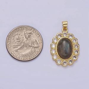 Pendentif ovale en labradorite, argent sterling 925 plaqué or 14 carats, pierre précieuse naturelle, bijou élégant, cadeau - Product Image 5