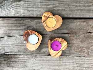 Portavelas Decorativo de Madera de Olivo en Forma de Corazón, Hecho a Mano, de Lujo, para Mayoristas - Product Image 2