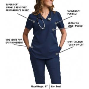Offre Spéciale – Blouses Médicales et Infirmières pour Femmes, Uniformes Brodés Unis, Été, Grandes Tailles, 100% Coton Denim, Manches Courtes - Product Image 4