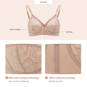 Soutien-gorge sans armatures CLIVIA sans fil, minimisant, grande taille, couvrance totale, en dentelle florale, liftant, anti-affaissement, respirant, rembourré, pour usage quotidien - Product Image 3