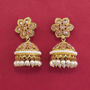 Handmade Jewellery In India Antique Jhumki with Gold Plating 233107 - Product Image 3
