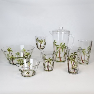 18 oz Outdoor <b>Plastic</b> Tumbler Elegant Palm Tree Design Vintage Style Premium <b>Drinkware</b> Party Home Use - Product Image 5