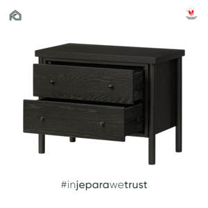 Classic Solid Wood Nightstand 2 <b>Drawer</b> <b>Black</b> Wooden <b>Bedside</b> Table European Style Bedroom Furniture - Product Image 4