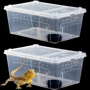 爬行动物饲养箱蛇饲养箱透明动物栖息地笼便携式塑料海龟大胡子运输容器
