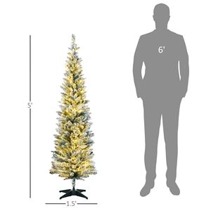 5ft Slim Artificial Christmas <b>Tree</b> with Realistic Green Branches and Warm White <b>LED</b> Lights Pencil <b>Tree</b> Style - Product Image 3