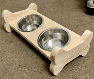 Support surélevé en bois de qualité supérieure pour gamelles de chien avec bols en acier inoxydable pour chiens de petite, moyenne et grande taille - Product Image 5