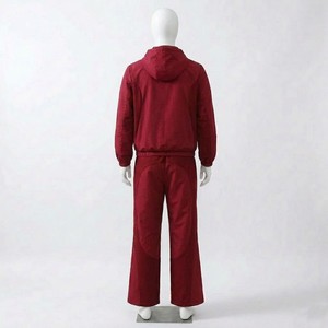 Ensemble de survêtement unisexe rouge avec veste à capuche zippée et pantalon, couleur unie, respirant, vêtements de sport décontractés pour adultes, automne, extérieur - Product Image 5