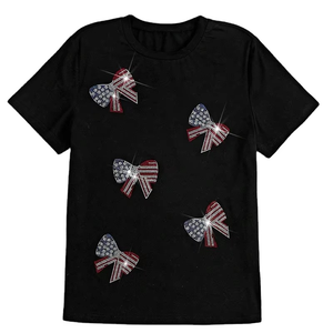 Eco-friendly Breathable Rhinestone Plain T shirt Women Shirts Low Price Pure 100%Cotton Very Attractive Solid <b>Colour</b> Rhinestone - Product Image 1