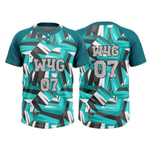 Baseball Jersey Green Camouflage Print Moisture Wicking 100% <b>Polyester</b> Men's Short Sleeve Regular Fit - Product Image 6