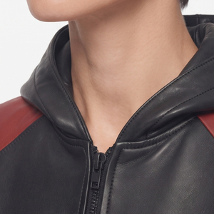 Women Fashion Pu Leather Crop Hoodie Girls <b>Zip</b>-<b>Up</b> Leather <b>Cropped</b> Hood Women Leather Short Length Hoodie - Product Image 5