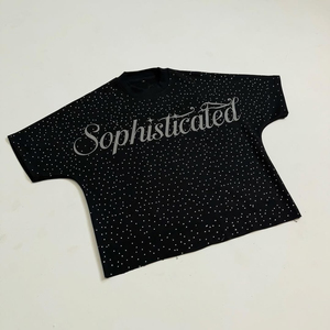 Camisetas transpirables con pedrería para hombre, precio al por mayor, ropa de calle, camisetas con pedrería estampadas a la moda, diseño de logotipo personalizado - Product Image 3