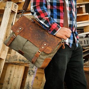 Sac messager vintage en toile imperméable, grand format, fermeture éclair robuste, toutes saisons, usage quotidien, usage professionnel, style homme - Product Image 6
