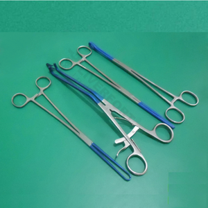 Juego de 4 piezas de acero inoxidable con revestimiento azul para electrocirugía: Bozeman, Kogan, Endospeculum, Schroeder, Teneculum, Pinzas para esponjas, OB/GYN - Product Image 1