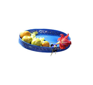 Plateau de fruits rond en fer de nouvelle conception avec finition de couleur bleue pour servir des outils de cuisine de fruits et légumes - Product Image 1