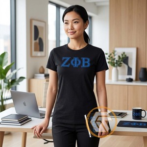 GREEK TREASURES เสื้อยืดผู้หญิง Zeta Phi Beta Sorority แบบลำลอง ผ้าเจอร์ซีย์ปักตัวอักษร คุณภาพสูง ระบายอากาศได้ดี 100% - Product Image 3
