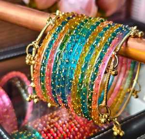 Juego de Brazaletes de Cristal Coloridos, Chapados, Estilo Moderno, para Mujer, con Forma de Gota de Agua, para Boda - Product Image 1