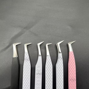 Pinza Profesional para Pestañas de Acero Inoxidable Tipo L, con Recubrimiento de Polvo Blanco, Logotipo Personalizado, Herramienta de Precisión - Product Image 4