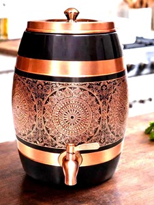 Distributeur d'eau en cuivre en promotion avec robinet et couvercle, grande capacité, design bohème pour la maison et les fêtes - Product Image 5