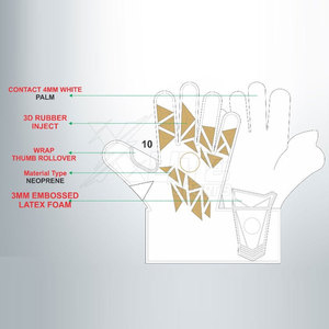 Gants de gardien de but professionnels en caoutchouc respirant antidérapant de qualité supérieure pour l'entraînement et les matchs de football avec fermeture auto-agrippante - Product Image 6