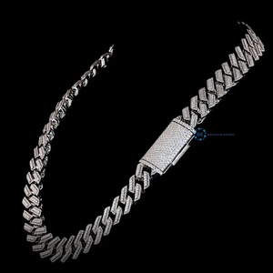 Wholesale Price 20mm 22mm S925 Cuban Link Chain White Gold 3Rows Shape Hip Hop Jewelry <b>Iced</b> <b>Out</b> Moissanite Cuban Chain Necklace - Product Image 2