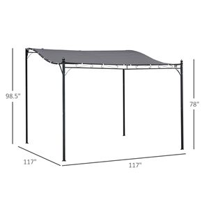 Gazebo Moderno 10x10 Grigio con Tettoia Impermeabile in Tessuto e Pali in Acciaio per Oasi nel Giardino o Patio di Hotel - Product Image 3