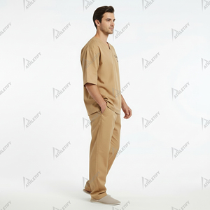 Conjunto de Uniforme Médico Transpirable de Tela Tejida, Cuello en V, Manga Corta, Pantalones, Unisex, para Enfermeros y Doctores, Logotipo Personalizado ODM, Venta al Por Mayor OEM - Product Image 4