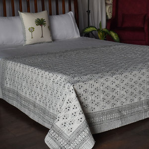 Hand Embroidered Hand Block Printed Cotton Kantha Twin <b>Throw</b> 150x220 cm Handmade Indian Quilt Bedspread Home Decor Bedding Decor - Product Image 5