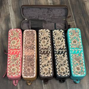 กระเป๋าเครื่องสำอางหนังลายดอกไม้สลักลายด้วยมือ ดีไซน์ 777 สีชมพู พร้อมช่องใส่เครื่องหนีบผมและเครื่องม้วนผม ขายดีประจำเดือนกันยายน - Product Image 4