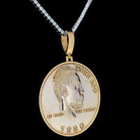 Pendentif pièce de défi personnalisé en argent sterling 925 plaqué or, avec logo diamant, motif visage et tête grand cercle, haute qualité