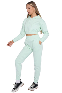 Conjunto de Dos Piezas para Mujer, Estilo Minimalista, Sudadera Corta con Cierre Completo, Pantalones Deportivos de Corte Holgado, Material Orgánico Sostenible - Product Image 4