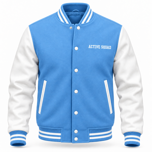 Chaqueta Varsity de Lana 100% Impermeable con Capucha y Logotipo Estampado para Hombre, Cierre de Cremallera, Estilo Casual de Béisbol - Product Image 2