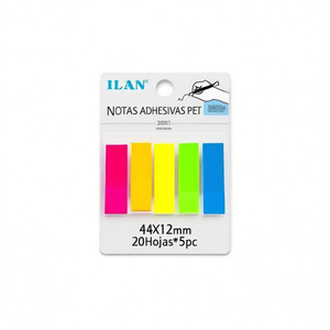 Ilan Pet Sticky Notes 44x12mm Colori Fluorescenti 20 Fogli 5 Confezioni - Product Image 1