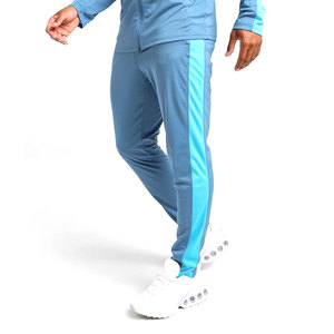 Ensemble de survêtement bleu pour homme, veste zippée intégrale, pantalon fuselé, séchage rapide, style sportif, couleur unie, col montant, coupe régulière, idéal pour le printemps - Product Image 4