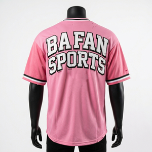 100% cotton T-shirt for men pink baseball jersey streetwear oversized sporty casual urban fashion top breathable fit - Product Image 2