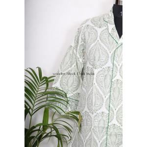 Camisa de algodón para mujer con cinturón, vestido tipo túnica, camisa larga hecha a mano en India con mangas anchas tipo kimono, kimono sexy - Product Image 3